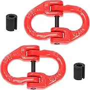 Swpeet 2Sets 2 Ton 0.6" Thick Red Painted Fit G80 Alloy Steel Hammerlock Coupling Link with Drive Pins 4400lbs Working Load Limit, Heavy Duty Safety Chain Adapter Connector Link for Car(Set of 2)