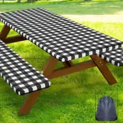 Waterproof Elastic Tablecloth for 6ft Rectangle Tables Buffalo Plaid