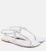[Gianvito Rossi] Gianvito Rossi Juno metallic leather thong sandals AU 5 silver