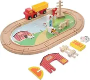 Vaguelly 1 Set of Wooden Train Track Set Toddler Train Toy Wooden Train Track Party Plaything
