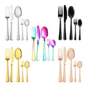 Toque Cutlery Set Stainless Steel 30PCS Knife Dinner Fork Tea Spoon Black Gold