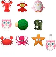 Cable Connector Protector 9 Pack Animal Phone Data Cable Protector Charging Cable Protector Cute Animal Cable Snap Cable Protector