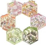 YJSPARKK DIY 3D House Stickers,6 Sets of Cute Fun Cartoon Animal Home Stickers Make Your Own Mini Shop Scenes,for Kids Girls Adults Relief Stress Pass The Time