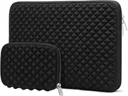 MOSISO Laptop Sleeve Compatible with MacBook Air/Pro, 13-13.3 inch Notebook, Compatible with MacBook Pro 14 inch 2023-2021 A2779 M2 A2442 M1, Diamond Foam Neoprene Bag with Small Case, Black