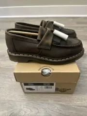 Dr. Martens Dark Brown Adrian Crazy Horse Leather Tassel Loafers Womens 7 Mens 6