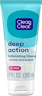 [Clean & Clear] Deep Action Exfoliating Cleanser with Pro-Vitamin B5, Gentle Exfoliating Daily Face Scrub Cleans Deep Down to the Pore for Soft, Smooth, Hydrated Skin, Oil Free Face Wash, 7 FL OZ