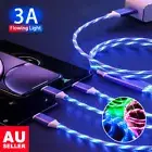 LED Flowing Light-Up Magnetic Charger Cable Android Type C Micro USB iPhone