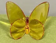 Vintage Baccarat Crystal Papillon Lucky Amber Orange Butterfly 2.625 In High