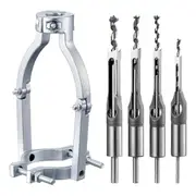 Square Hole Drill Bit Adapter and 4 Drill Bits for Drill Press Hollow Chisel Mortise Drill Tool for As Shown