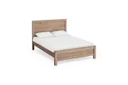 Bed Frame Queen Size in Solid Wood Veneered Acacia Bedroom Timber Slat in Oak