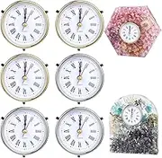 YHomU 6 PCS Clock Parts for Resin Mold, Roman Numerals, Battery Powered, Golden & Silver, 2.56 inches