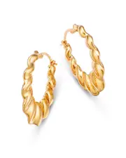Bloomingdale's Fine Collection Wavy Style Medium Hoop Earrings in 14K Yellow Gold