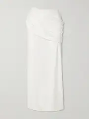 [Maygel Coronel] Maygel Coronel - Meraki Asymmetric Stretch-jersey Maxi Skirt - Off-white - Extended Extended Off-white