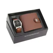 Men's Republic Luxurious Watch Gifting Set with Leather Wallet - Brown