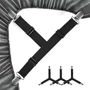FGY Bed Sheet Straps Adjustable Elastic Fasteners with Metal Clips for Tablecloth Bedding