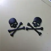2x Big Matte Black Skull Crossbones skeleton Metal Emblem Sticker Badge Decal 3D (for: Porsche)
