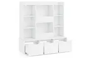Giantex Children Bookcase Toy Storage Organizer w/3 Movable Drawers Versatile Storage Cabinet White
