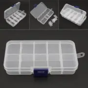 10 Compartment Small Plastic Box Organiser Storage Clear Jewelry Box Adjustable