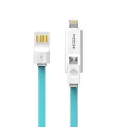 [CAB-ROC-2IN1BL] Cobblestone 2 in 1 8Pin Lightning/Micro Charge & Sync Flat cable 1m Blue