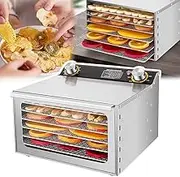 400w Food Dehydrator, food drying machine, 6/8/12 Layers+Timing: 0-12 H, Temperature: 35-90 ℃+6 Inch Fan Blade, 360° Fan, for Fruits, Vegetables, Meat, Seafood,6layers