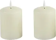 Lexi Lighting Set of 2 LED Pillar Flameless Candle Lamp, Height 13.5cm, Ivory Real Wax Shade, Flickering Effect, Battery Operated, Remote Control, On/Off Timer, Vintage Home, Parties, Interior Décor