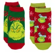 Dr. Seuss The Grinch Ankle Socks - 2 pairs - Sock Size 9-11 Youth Unisex NEW