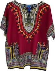[KIRAN FASHION] New Cotton top Tunic Dashiki African Print Summer Holiday One Size Plus Unisex