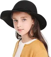 [Generic] Kids Girl's Vintage Dome Bowler Cap Floppy Hat Bow