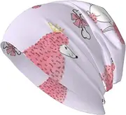 [ZaKhs] Pink Poodles Dogs Print Beanie Hat Winter Warm Knit Hat Soft Skull Cap for Women Men, Black, One Size