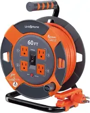 High-Visibility 60 ft. Extension Cord. 4 Outlets with Built-In Circuit Breaker
