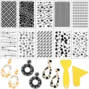 10 Pieces Stencils for Polymer Clay Reusable Plastic Polymer Clay Tools with 2 P