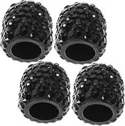 MOLUCKFU 4pcs Tire Cap Tires Black Sparkly Car Accessories Valve Stem Cap Plastic Black