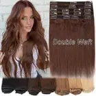 Russian Double Weft Human Hair Extensions Clip In 100% Remy Hair Full Head THICK