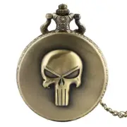 Anime Punisher Skull Quartz Pocket Watch Necklace Chain For Men Women Best Gift