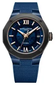 Baume & Mercier Riviera Automatic Blue PVD & Titanium Rubber Mens Watch M0A10769