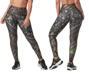 Zumba Printed High Waisted Ankle Leggings - XS L XL XXL ~ Espresso ~New