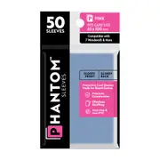 50pc Phantom Sleeves 65x100mm Game Card Case/Guard Protector Pink Gloss/Gloss