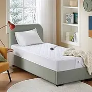 Beautyrest Cotton Blend Heated Mattress Pad Secure Comfort Technology - Luxury Quilted Electric Mattress Pad with Deep Pocket - 5-Setting Heat Controllers, Twin XL, White