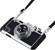 Awsaccy Emily in Paris Phone Case iPhone X/XS Camera Case Vintage Cover Cute 3D Cool Unique Camera Design Case PC Silicone Cover with Removable Neck Strap Lanyard for Girls Women Black