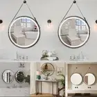 LED Bathroom Mirror Wall Hanging Round Black/Gold Makeup Mirrors w/ Metal Frame