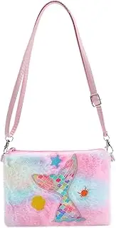 [WRITWAA] Girls Plush Crossbody Bag Mermaid Handbag Boys and Girls Bag for Portable Purse