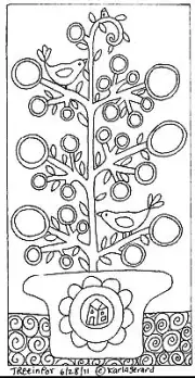 RUG HOOK CRAFT PAPER PATTERN Tree In Pot FOLK ART ABSTRACT PRIM Karla Gerard