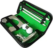 Portable Golf Putter Kit with Ball Hole-Cup Training Set with Box for Travel Indoor Putting Practice Silver Portable Club Putter kit