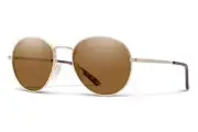 Smith Optics Prep Designer Unisex Round Sunglasses in Matte Gold/Polarized Brown
