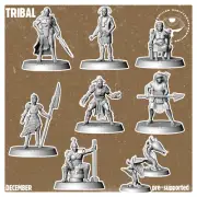 Tribal Set | Vermillion | Post Apocalypse FWW Wargaming 3D Printed Mini