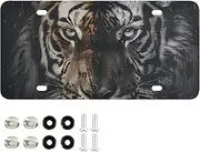 YXYZRMY Bengal Cat Brown White License Plate Aluminum Decorative Car Front License Plates Vanity Tag Metal Car Plate Novelty License Plate Fit Any Standard Size 6” × 12”