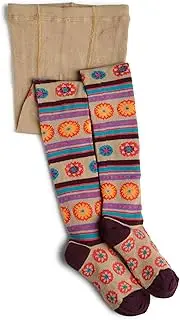 [Jefferies Socks] Little Girls' Flower Burst Tights - Beige