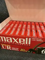 Maxell UR 60 Minute Blank Audio Cassette Tapes Normal Bias Type I 10 Pack