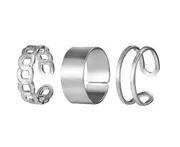 2 set Punk Finger Rings Minimalist Smooth Geometric Metal Rings for Women Girls Party Jewelry Bijoux Femme-silver