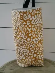 Car Trash Litter Bag Reuseable Boho Mustard and White Leopard